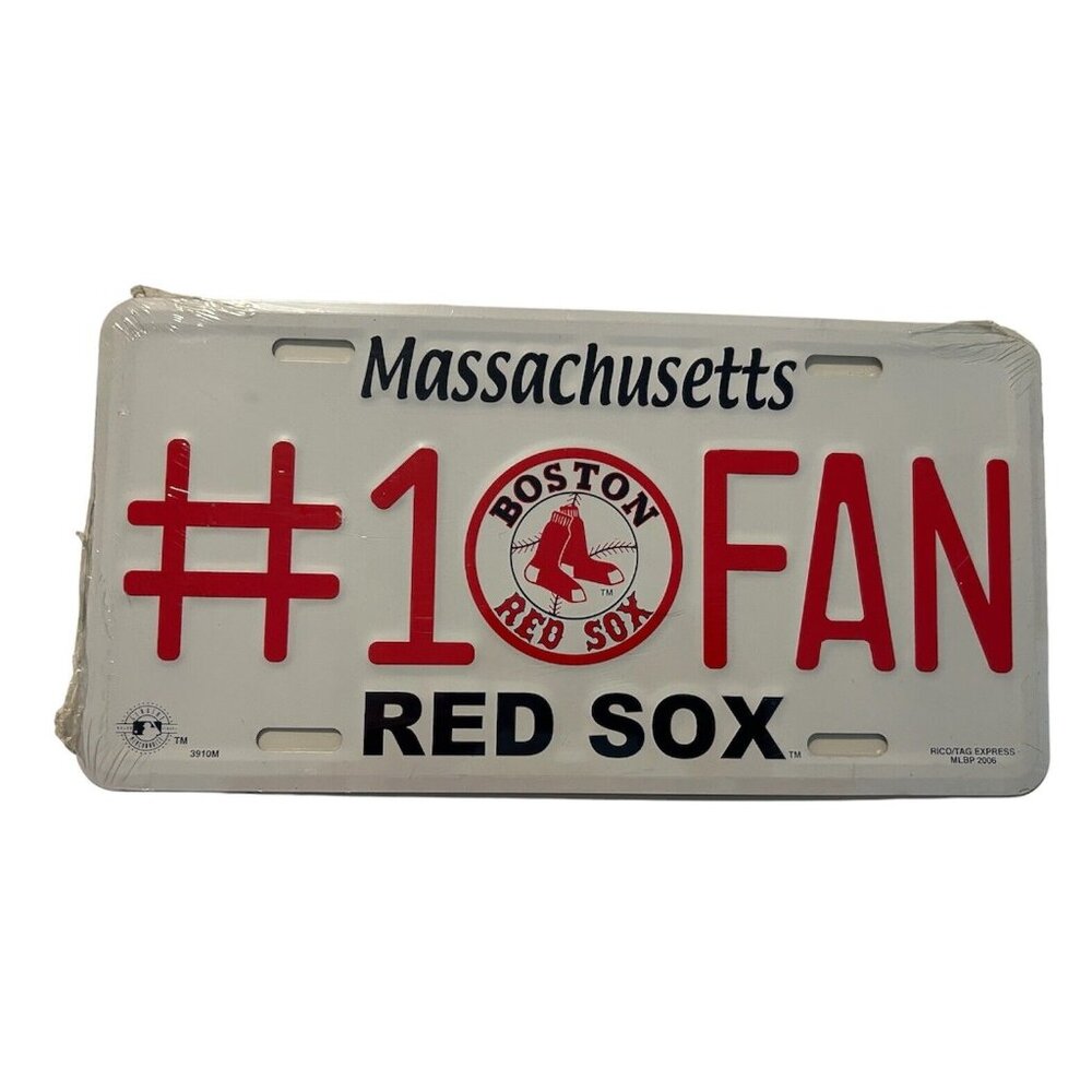 Boston Red Sox #1 Fan Massachusetts State Metal License Plate Vintage 2006 Logo